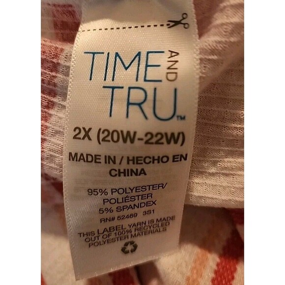 Time and Tru Swimsuit Cover 2x White Red Pink Stripes Hoodie Beachy Pool - Picture 3 of 5